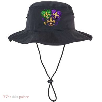 Mardi Gras Heart Fleur De Lis Symbol Carnival Women Bucket Hat