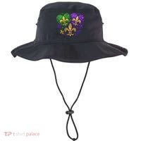Mardi Gras Heart Fleur De Lis Symbol Carnival Women Bucket Hat thumb 0