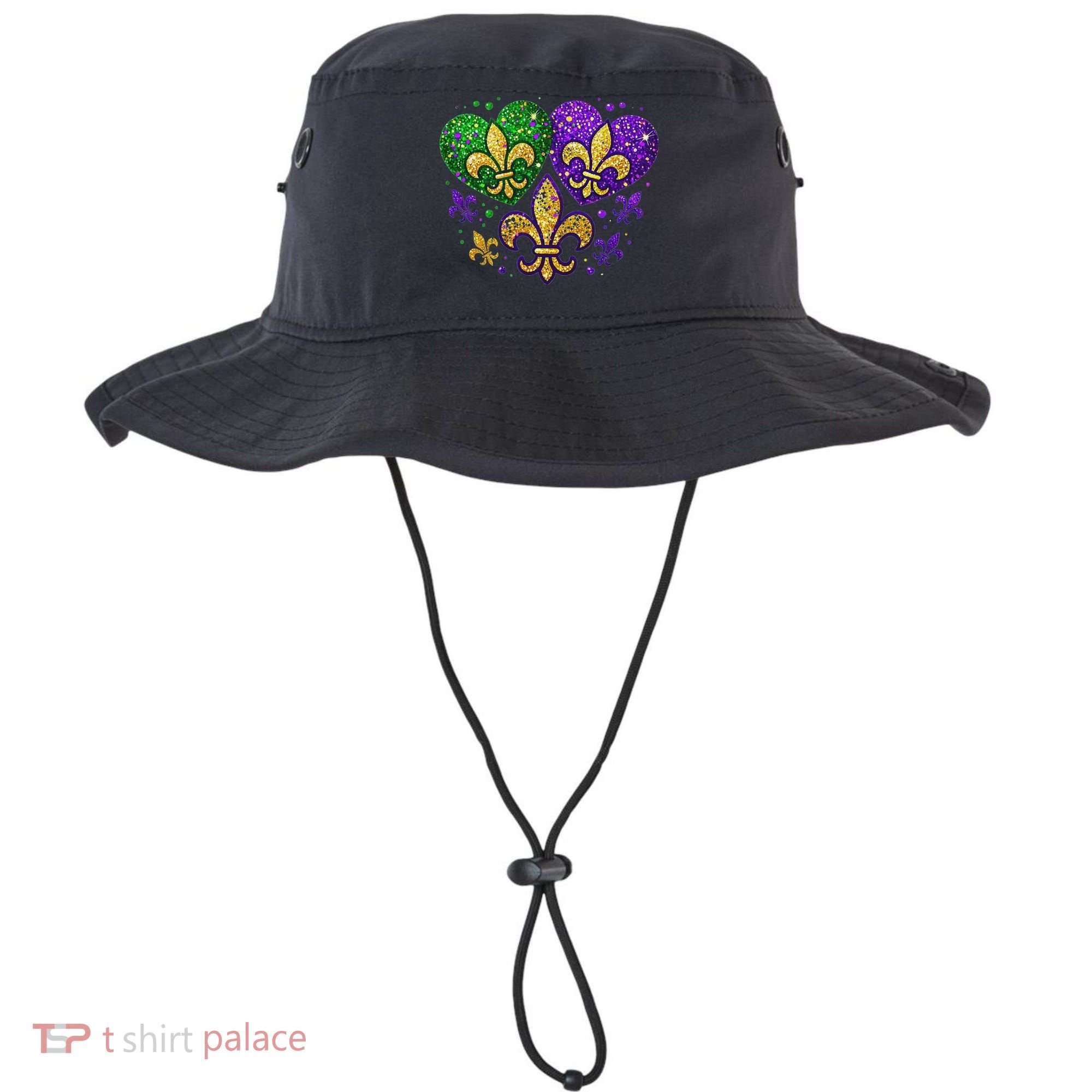 Mardi Gras Heart Fleur De Lis Symbol Carnival Women Bucket Hat