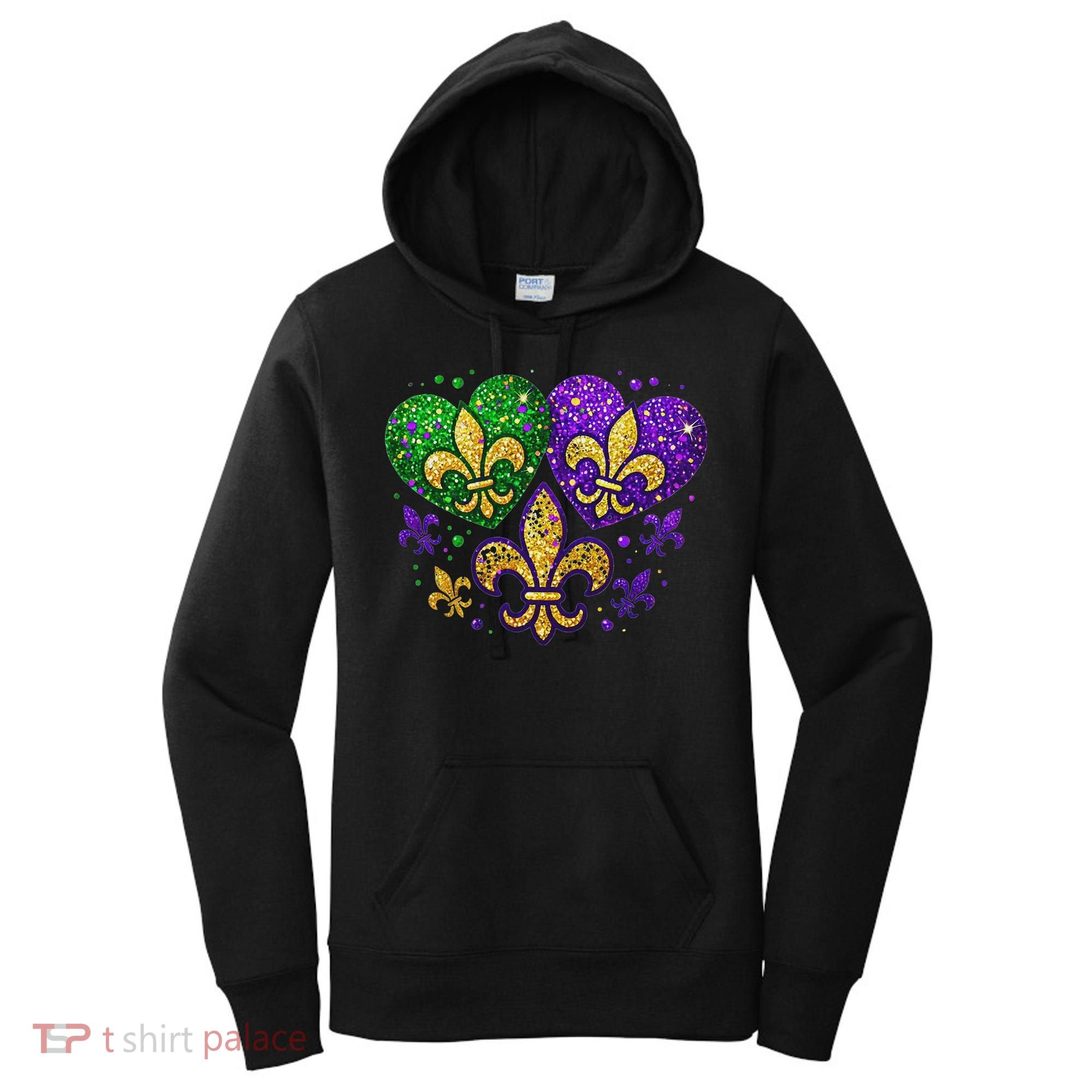 Mardi Gras Heart Fleur De Lis Symbol Carnival Women Women's Hoodie