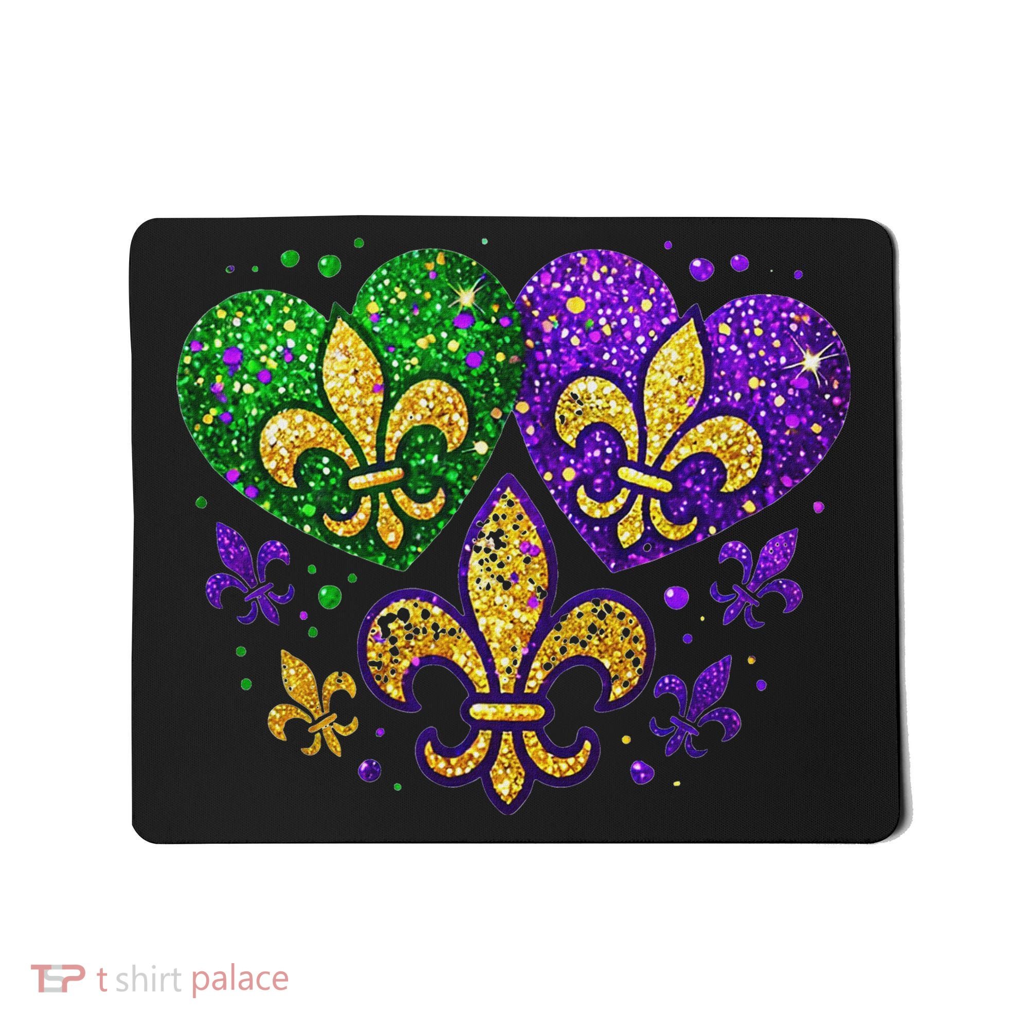Mardi Gras Heart Fleur De Lis Symbol Carnival Women Mousepad