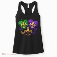 Mardi Gras Heart Fleur De Lis Symbol Carnival Women Women's Tank Top thumb 0