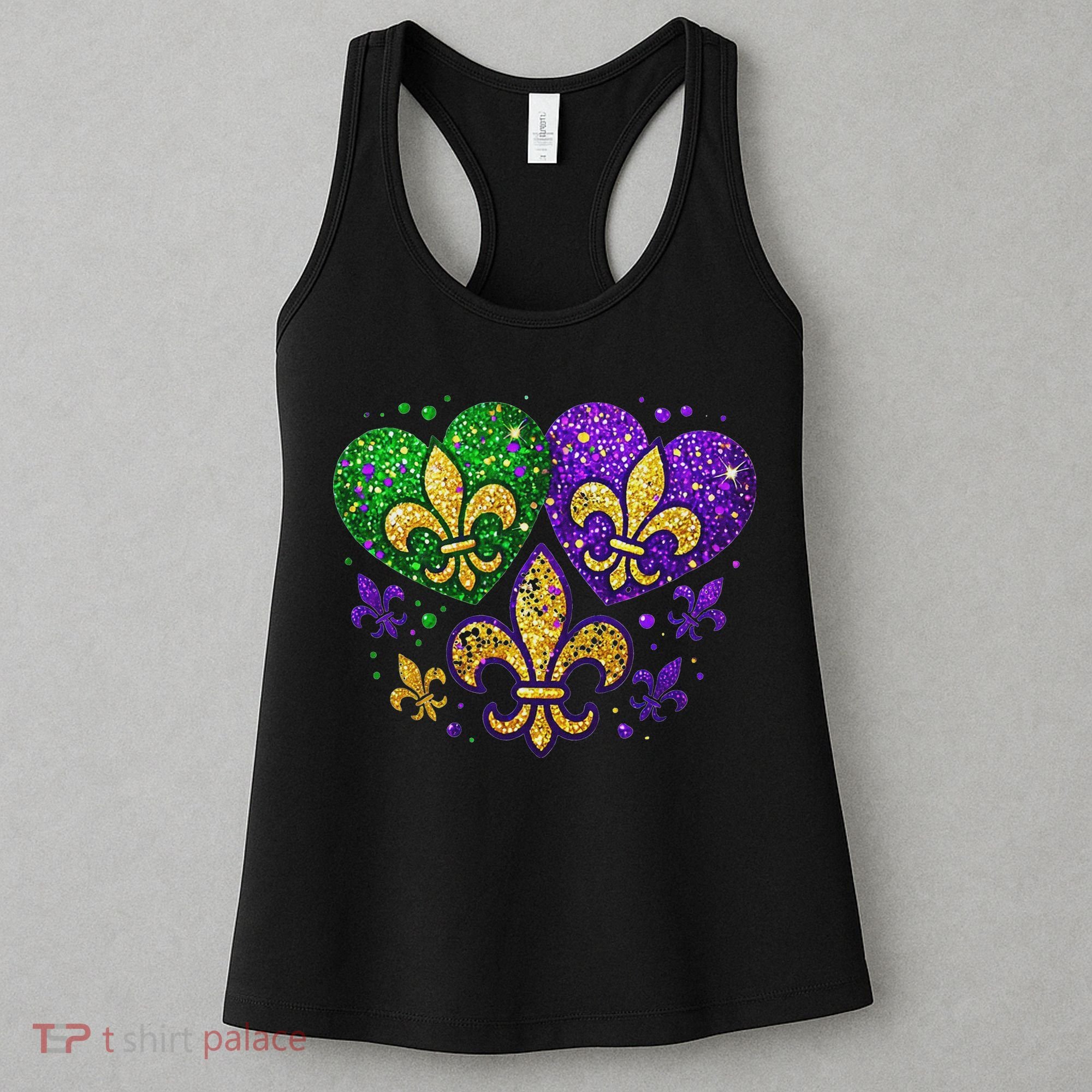 Mardi Gras Heart Fleur De Lis Symbol Carnival Women Women's Tank Top