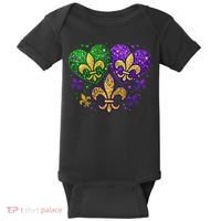 Mardi Gras Heart Fleur De Lis Symbol Carnival Women Baby Bodysuit thumb 0