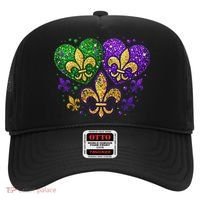 Mardi Gras Heart Fleur De Lis Symbol Carnival Women Hat thumb 0