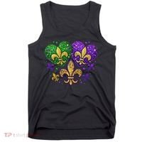 Mardi Gras Heart Fleur De Lis Symbol Carnival Women Tank Top thumb 0