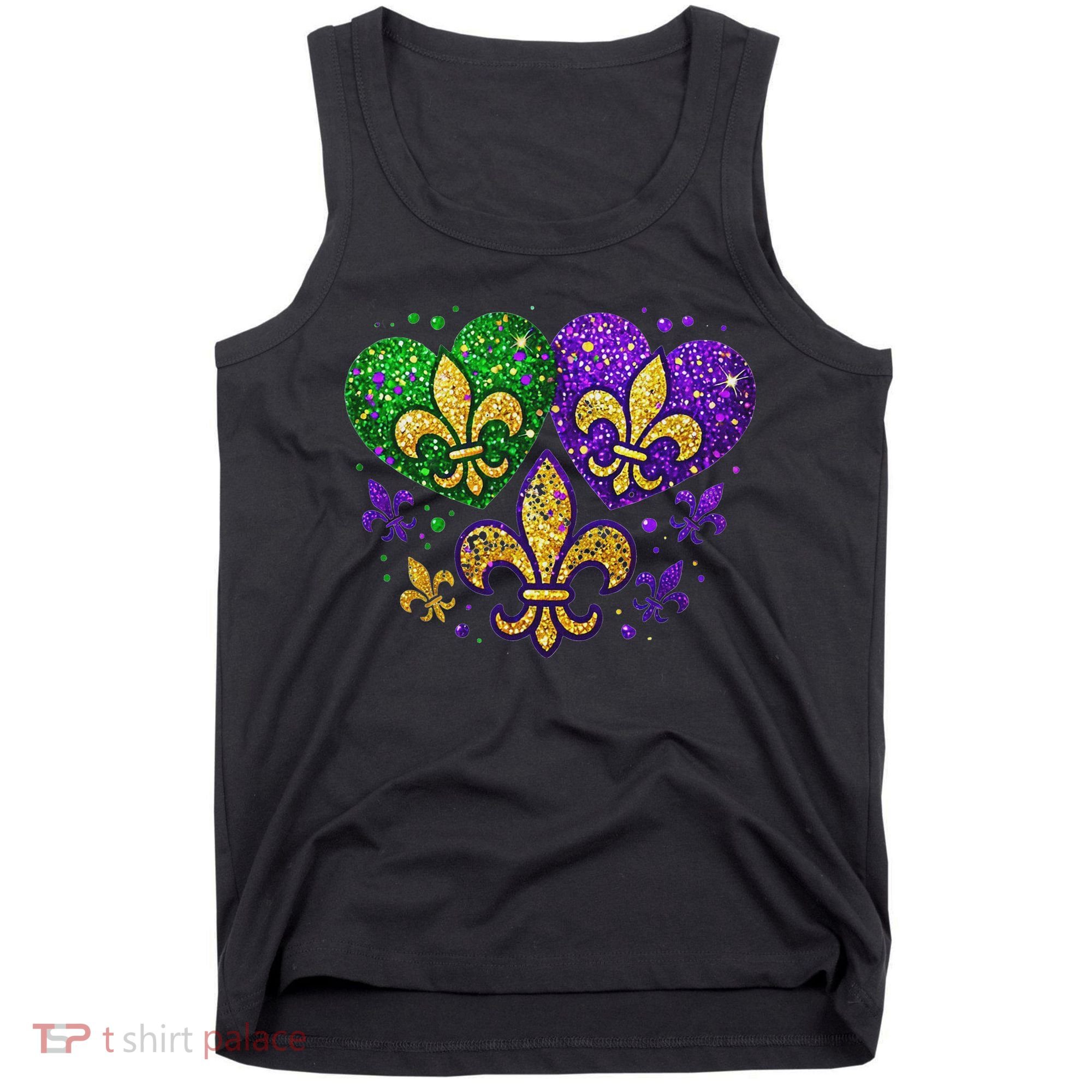 Mardi Gras Heart Fleur De Lis Symbol Carnival Women Tank Top