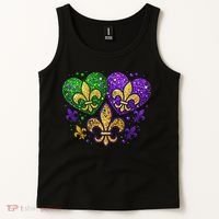 Mardi Gras Heart Fleur De Lis Symbol Carnival Women Tank Top thumb 2