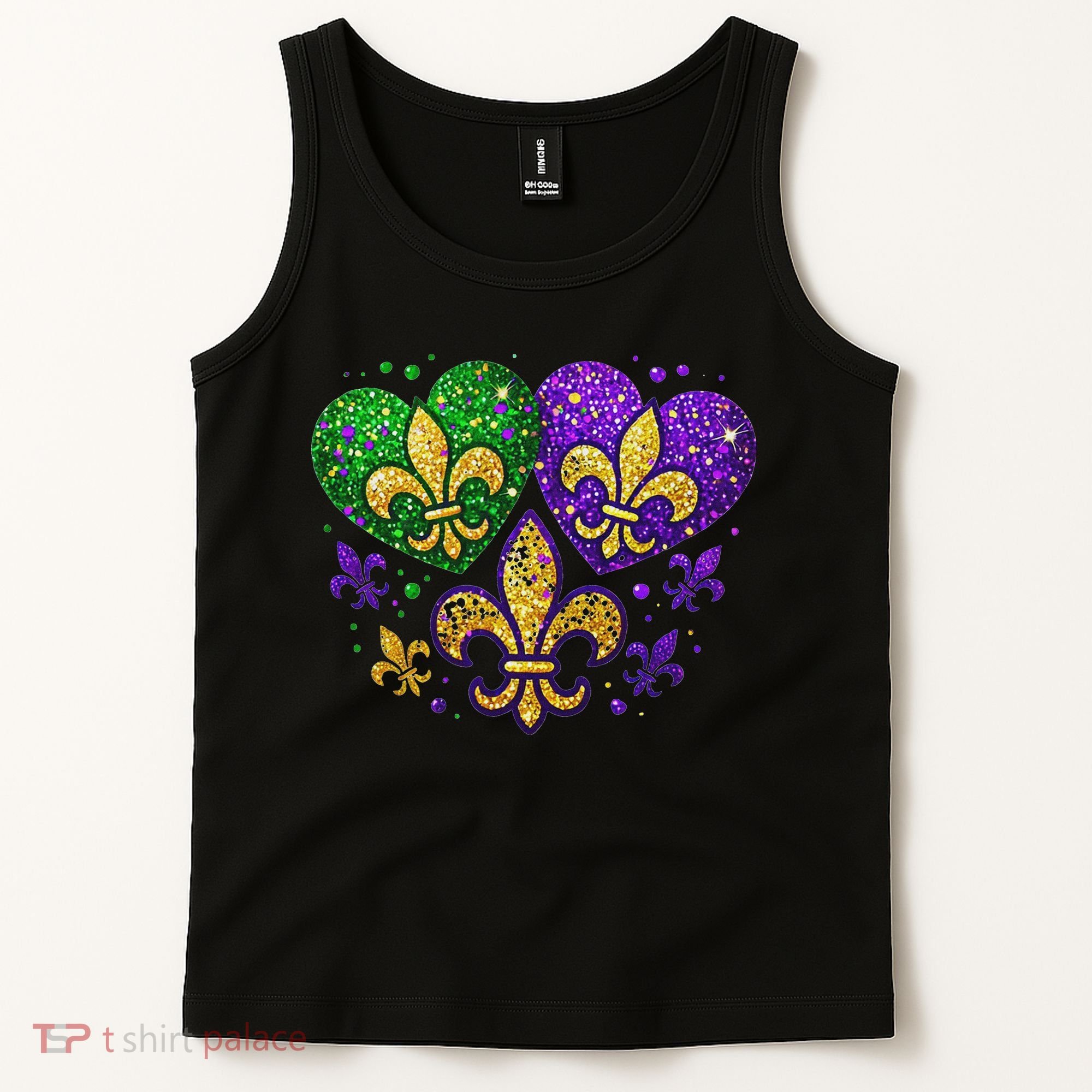 Mardi Gras Heart Fleur De Lis Symbol Carnival Women Tank Top