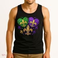 Mardi Gras Heart Fleur De Lis Symbol Carnival Women Tank Top thumb 3