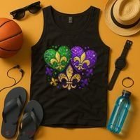 Mardi Gras Heart Fleur De Lis Symbol Carnival Women Tank Top thumb 4