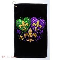 Mardi Gras Heart Fleur De Lis Symbol Carnival Women Golf Towel thumb 0