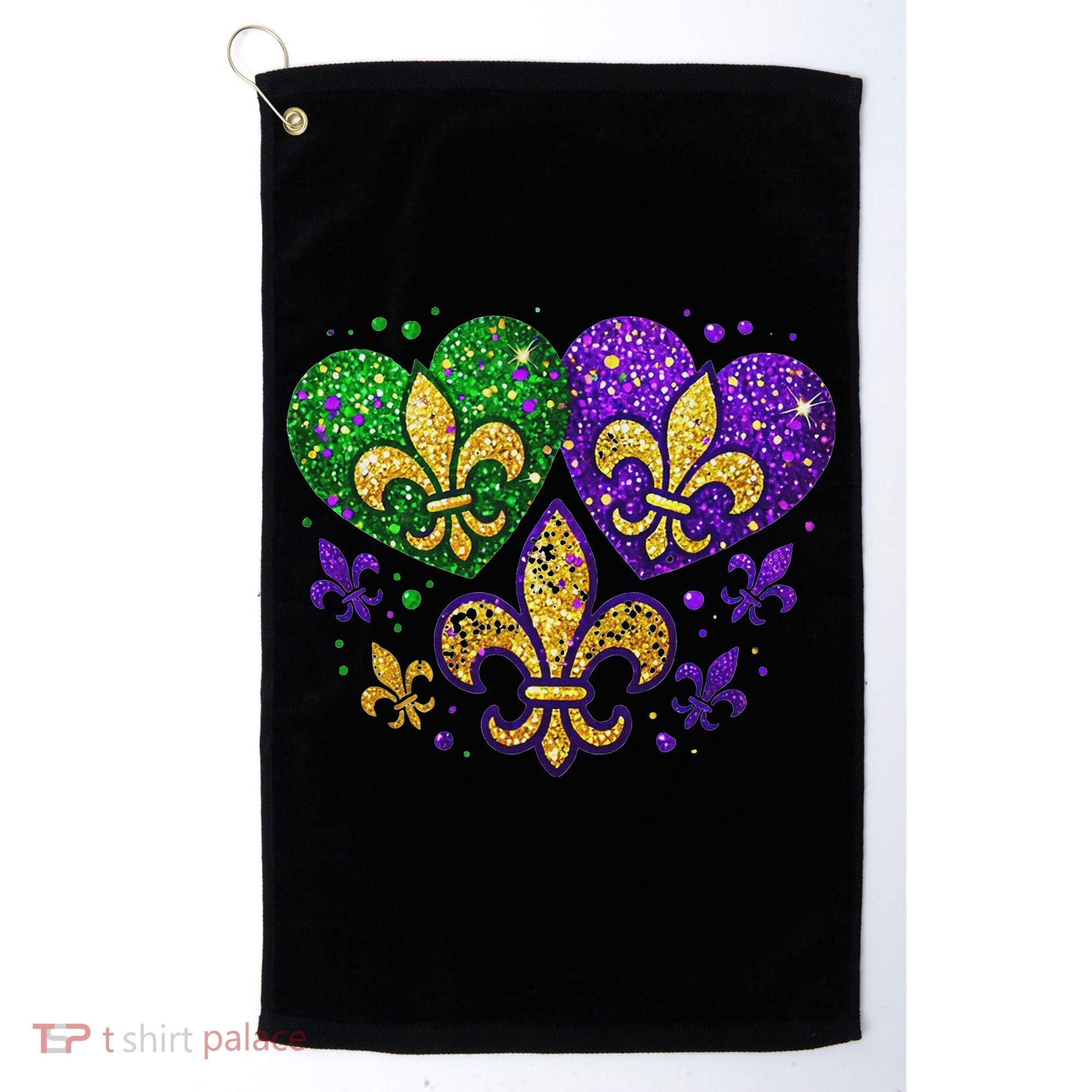 Mardi Gras Heart Fleur De Lis Symbol Carnival Women Golf Towel