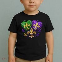 Mardi Gras Heart Fleur De Lis Symbol Carnival Women Toddler T-Shirt thumb 2