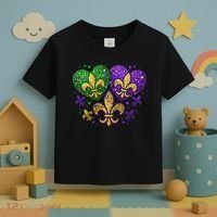 Mardi Gras Heart Fleur De Lis Symbol Carnival Women Toddler T-Shirt thumb 3