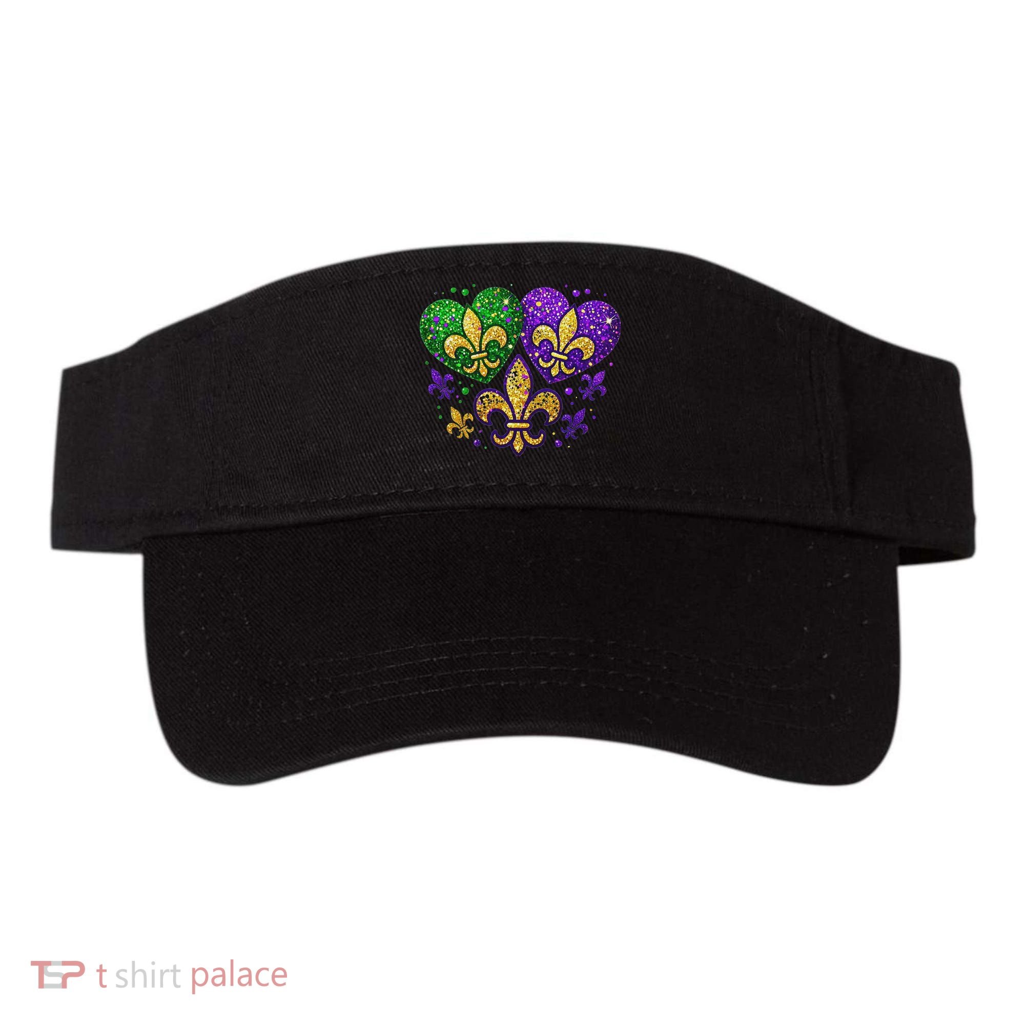 Mardi Gras Heart Fleur De Lis Symbol Carnival Women Visor