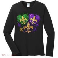Mardi Gras Heart Fleur De Lis Symbol Carnival Women Women's Long Sleeve Shirt thumb 0