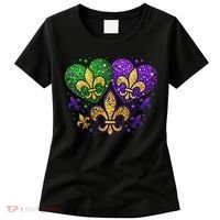Mardi Gras Heart Fleur De Lis Symbol Carnival Women Women's T-Shirt thumb 0