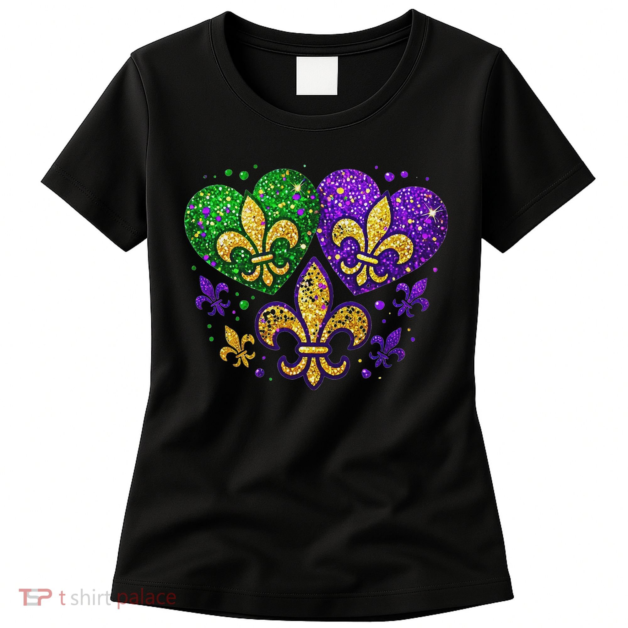 Mardi Gras Heart Fleur De Lis Symbol Carnival Women Women's T-Shirt
