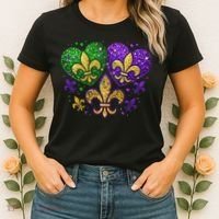 Mardi Gras Heart Fleur De Lis Symbol Carnival Women Women's T-Shirt thumb 2