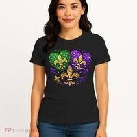 Mardi Gras Heart Fleur De Lis Symbol Carnival Women Women's T-Shirt thumb 4