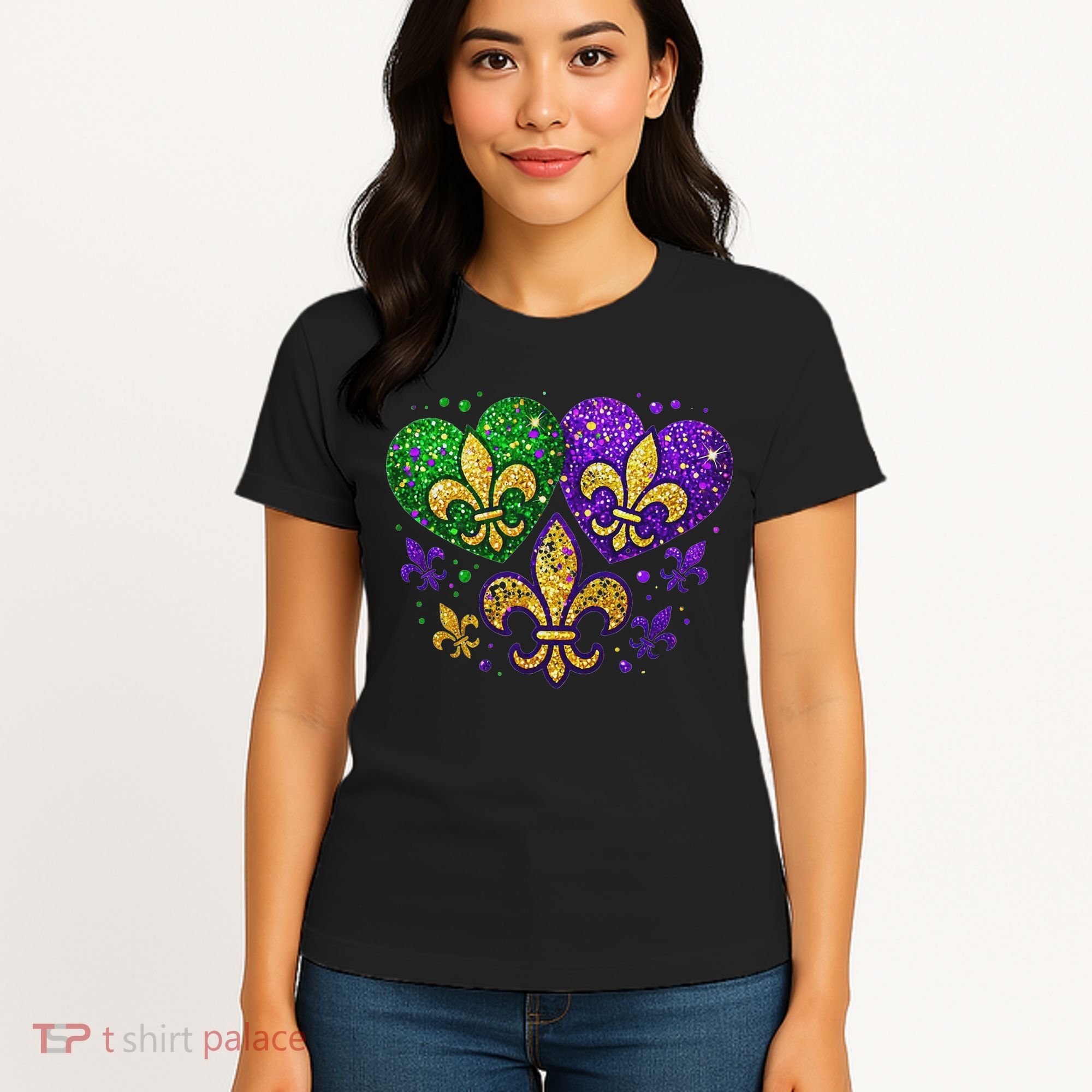 Mardi Gras Heart Fleur De Lis Symbol Carnival Women Women's T-Shirt