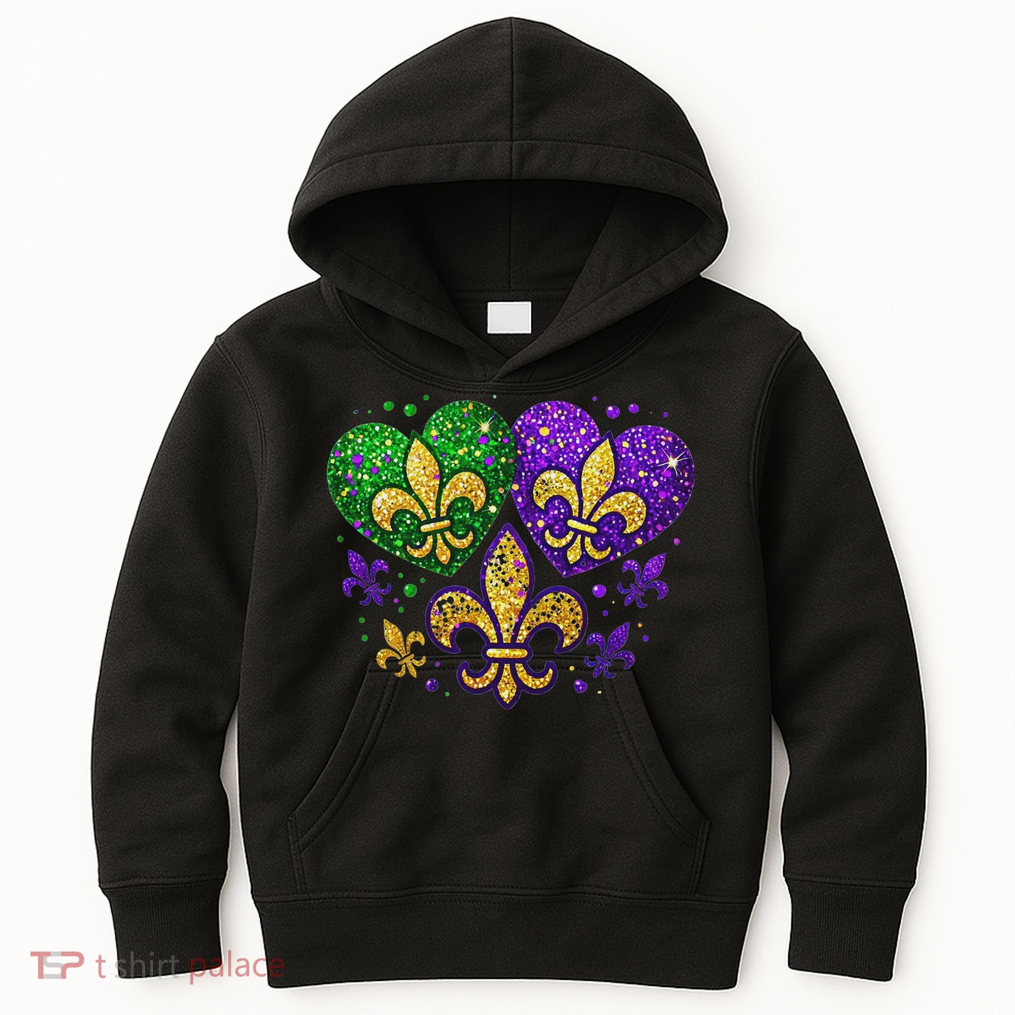Mardi Gras Heart Fleur De Lis Symbol Carnival Women Kids Hoodie