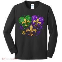 Mardi Gras Heart Fleur De Lis Symbol Carnival Women Kids Long Sleeve Shirt thumb 0