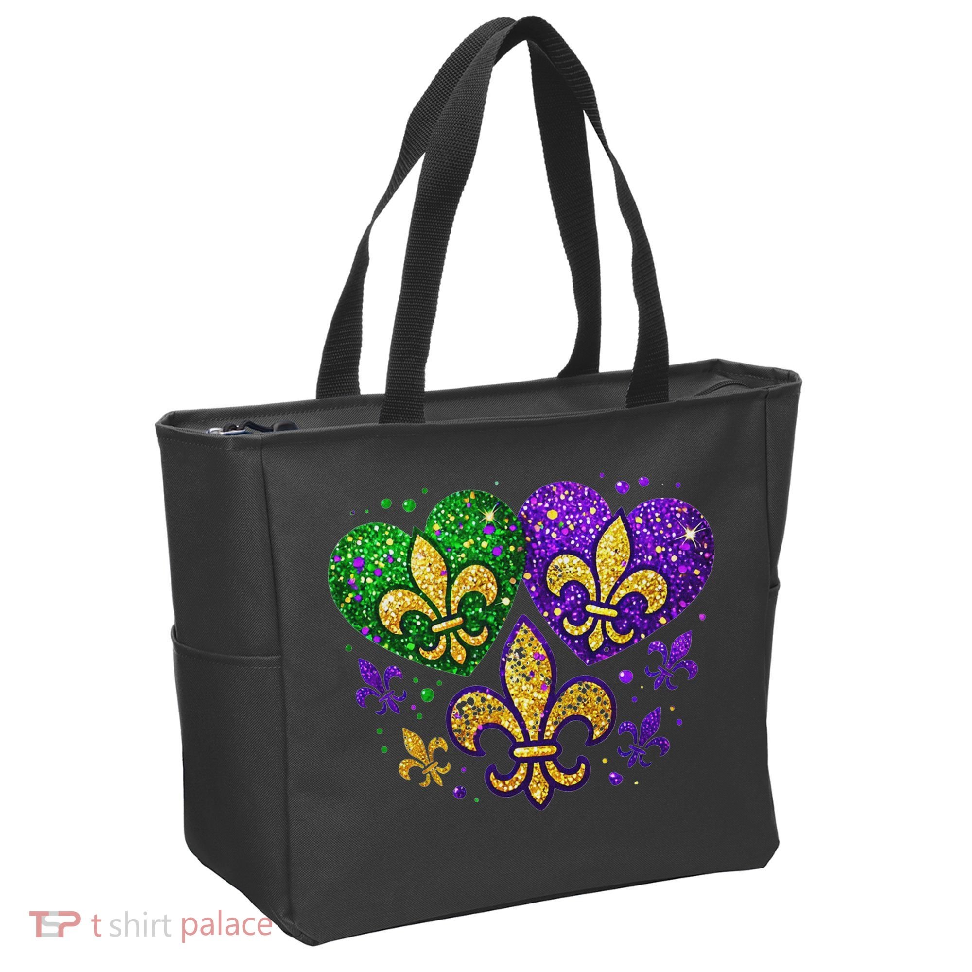 Mardi Gras Heart Fleur De Lis Symbol Carnival Women Tote Bag