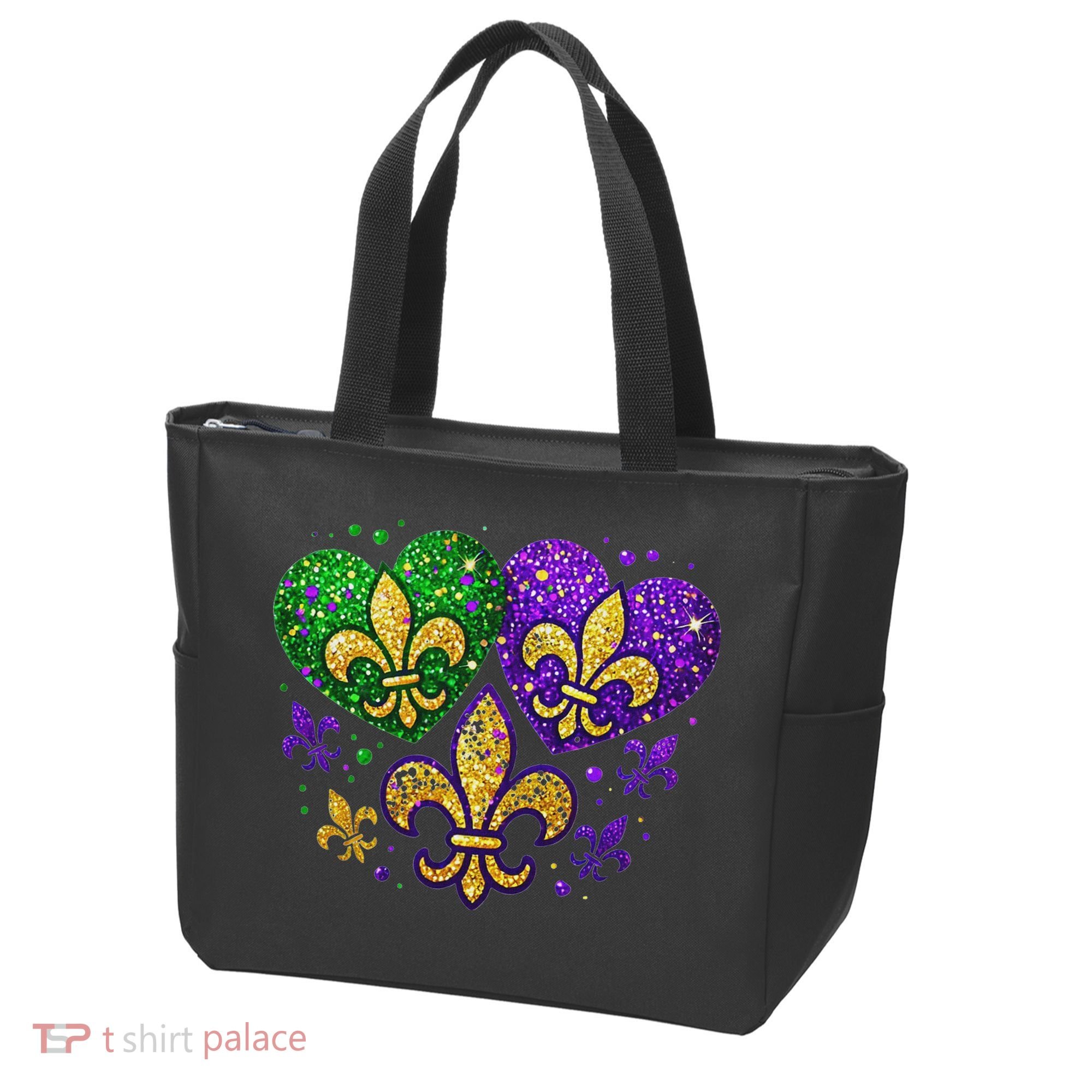 Mardi Gras Heart Fleur De Lis Symbol Carnival Women Tote Bag