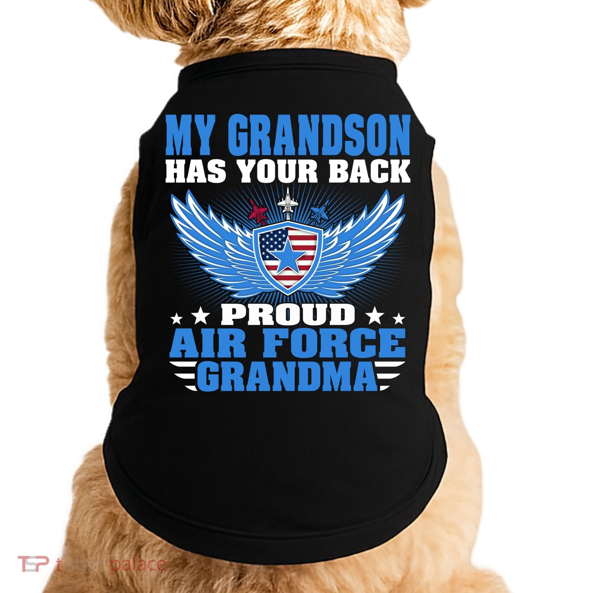 My Grandson Has Your Back Proud Air Force Grandma Military Cool Gift Doggie Tank