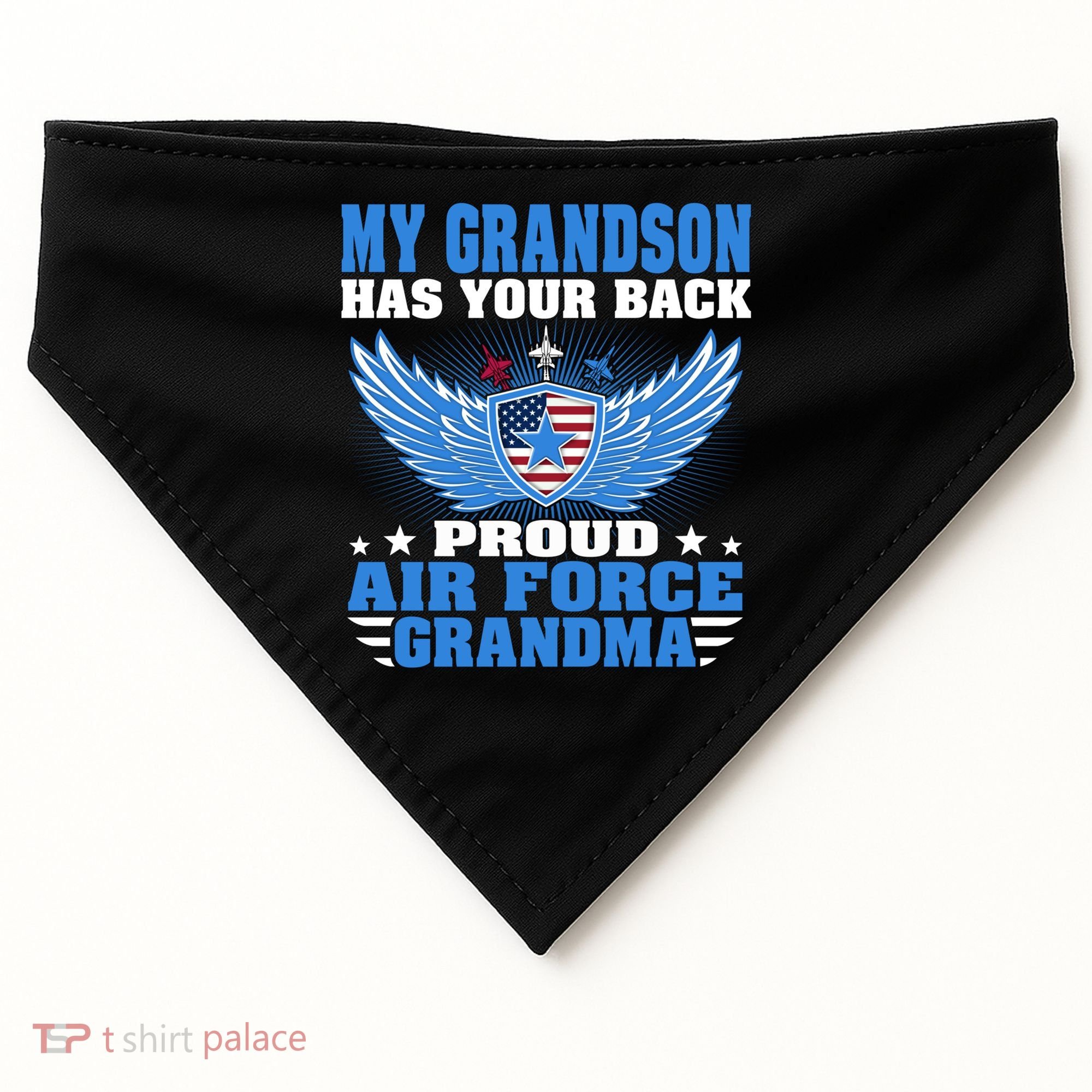 My Grandson Has Your Back Proud Air Force Grandma Military Cool Gift USA-Made Doggie Bandana