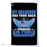 My Grandson Has Your Back Proud Air Force Grandma Military Cool Gift Golf Towel thumb 0
