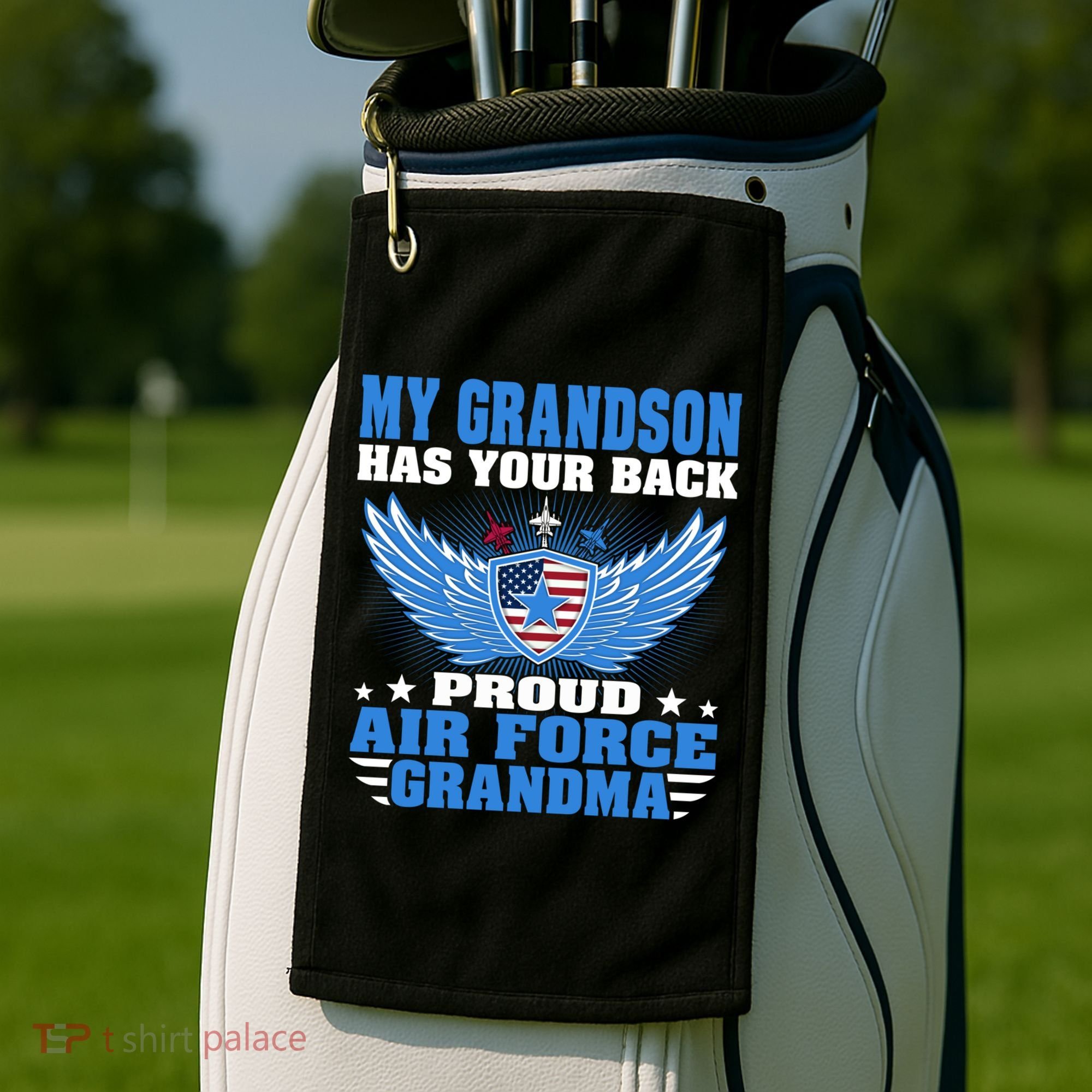 My Grandson Has Your Back Proud Air Force Grandma Military Cool Gift Golf Towel
