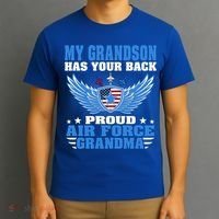 My Grandson Has Your Back Proud Air Force Grandma Military Cool Gift T-Shirt thumb 3