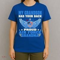 My Grandson Has Your Back Proud Air Force Grandma Military Cool Gift T-Shirt thumb 4