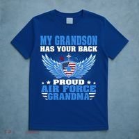 My Grandson Has Your Back Proud Air Force Grandma Military Cool Gift T-Shirt thumb 5