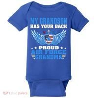 My Grandson Has Your Back Proud Air Force Grandma Military Cool Gift Baby Bodysuit thumb 0