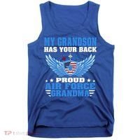 My Grandson Has Your Back Proud Air Force Grandma Military Cool Gift Tank Top thumb 0