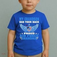 My Grandson Has Your Back Proud Air Force Grandma Military Cool Gift Toddler T-Shirt thumb 2