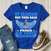My Grandson Has Your Back Proud Air Force Grandma Military Cool Gift Women's T-Shirt thumb 3
