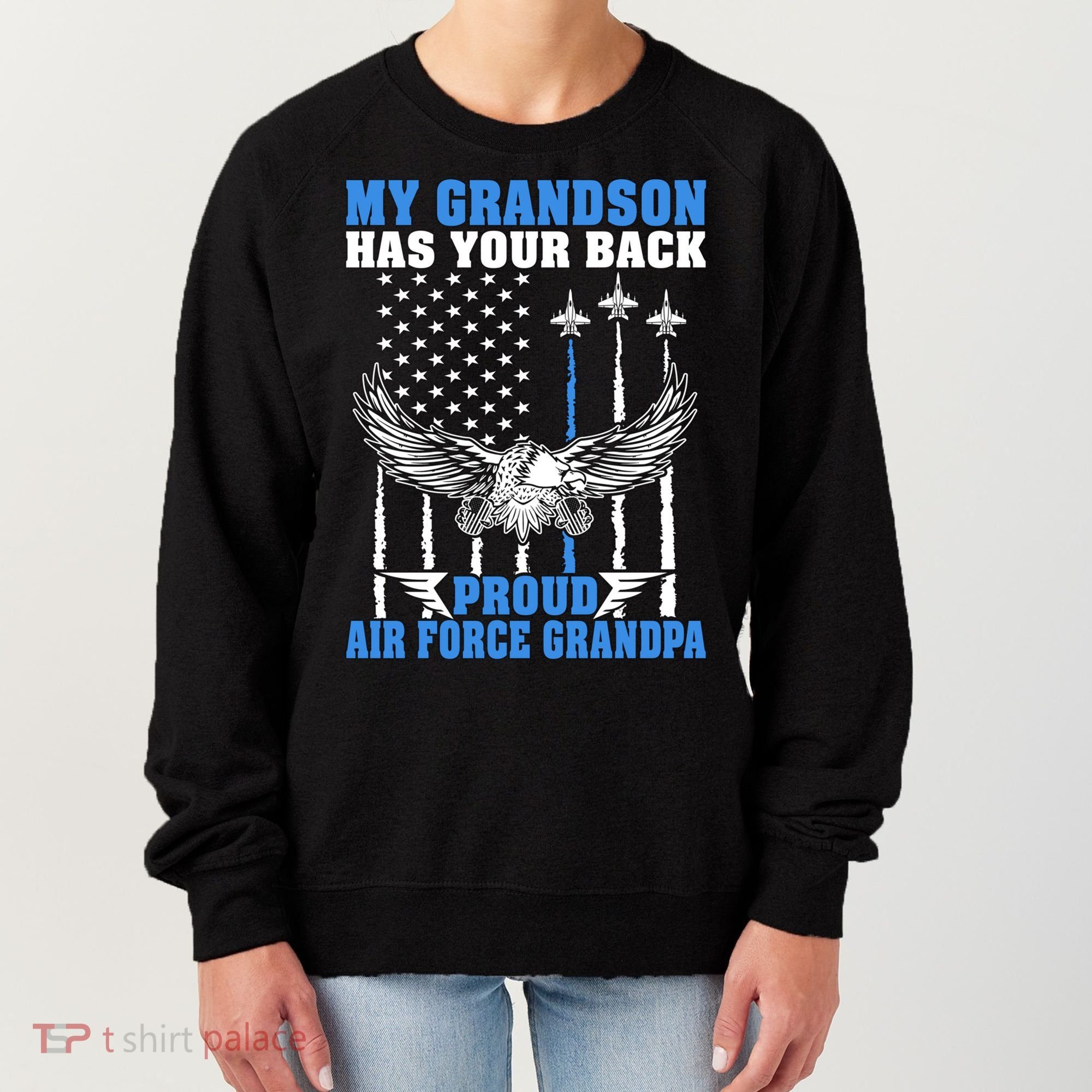 My Grandson Has Your Back Proud Air Force Grandpa Military Gift Women's Sweatshirt
