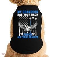 My Grandson Has Your Back Proud Air Force Grandpa Military Gift Doggie Tank thumb 0