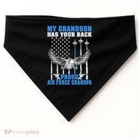 My Grandson Has Your Back Proud Air Force Grandpa Military Gift USA-Made Doggie Bandana thumb 0