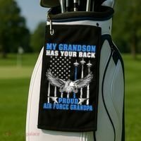My Grandson Has Your Back Proud Air Force Grandpa Military Gift Golf Towel thumb 2