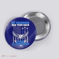 My Grandson Has Your Back Proud Air Force Grandpa Military Gift Button thumb 0