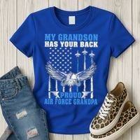 My Grandson Has Your Back Proud Air Force Grandpa Military Gift Women's T-Shirt thumb 3