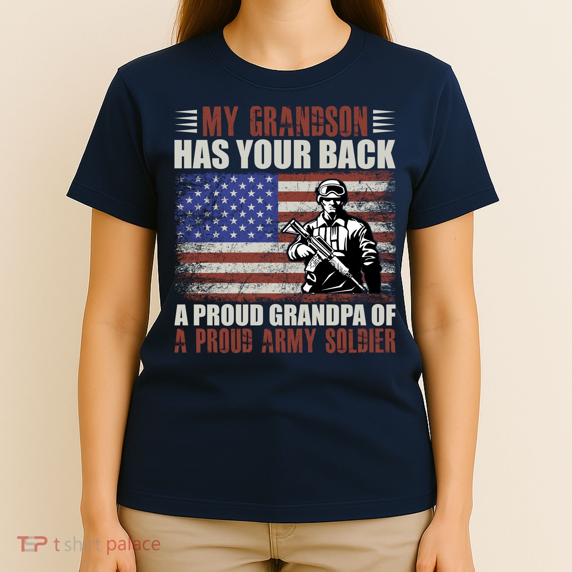 My Grandson Has Your Back, Proud Grandpa Of A Army Soldier T-Shirt