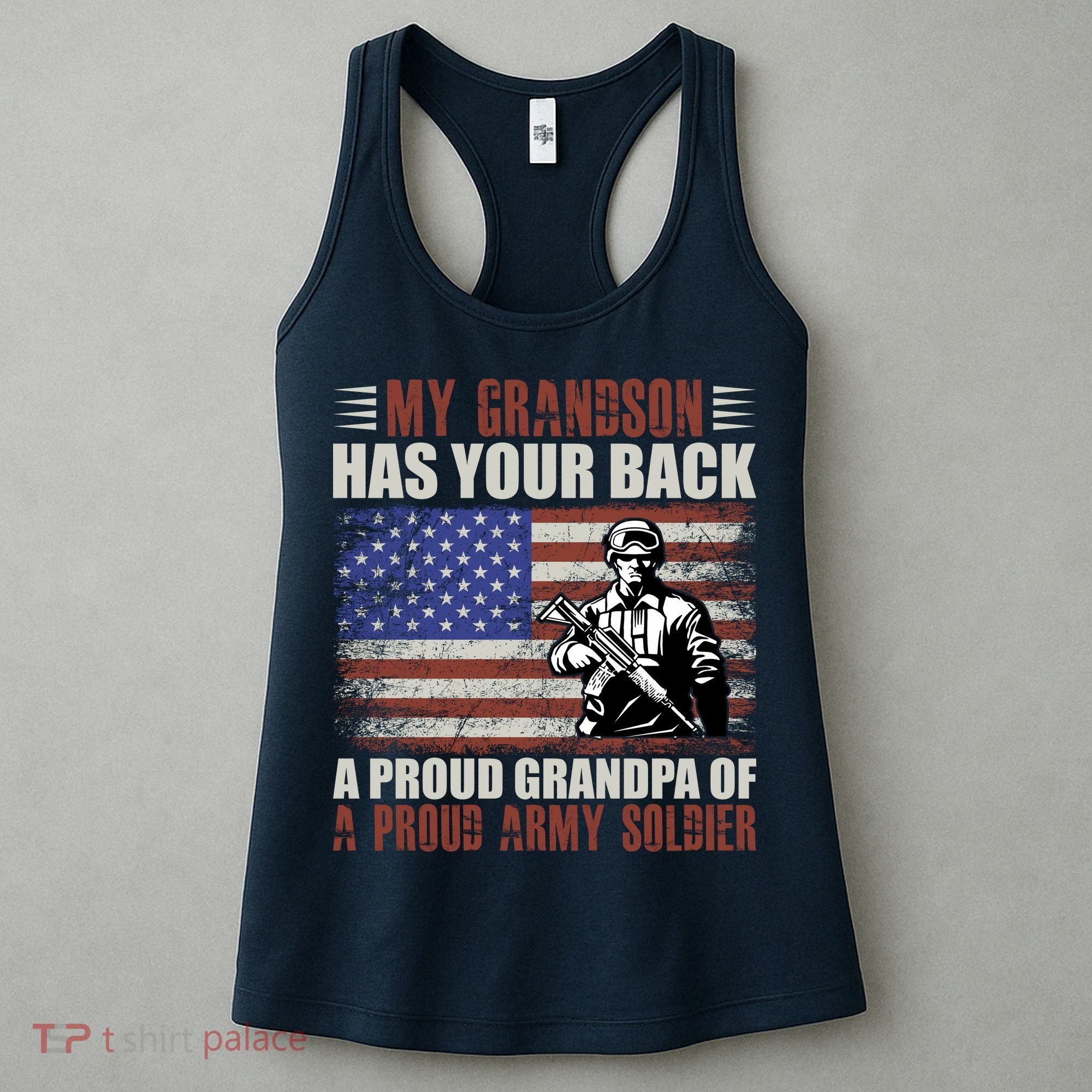 My Grandson Has Your Back, Proud Grandpa Of A Army Soldier Women's Tank Top
