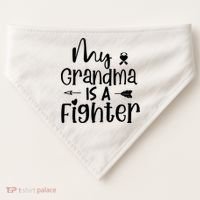 My Grandma Is A Fighter Breast Cancer Awareness USA-Made Doggie Bandana thumb 0